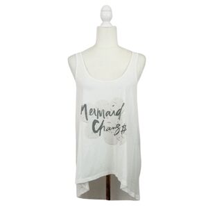 35mm Clothing Mermaid Change graphic white low back tank top women's size M NWT